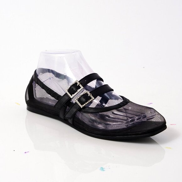 FREE PEOPLE Sheer Crystal Gemini Flats / Black - Picture 5 of 11